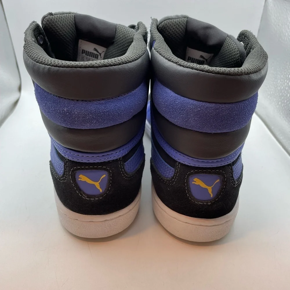 Puma Black and Purple Mid-Top Athletic Sneakers